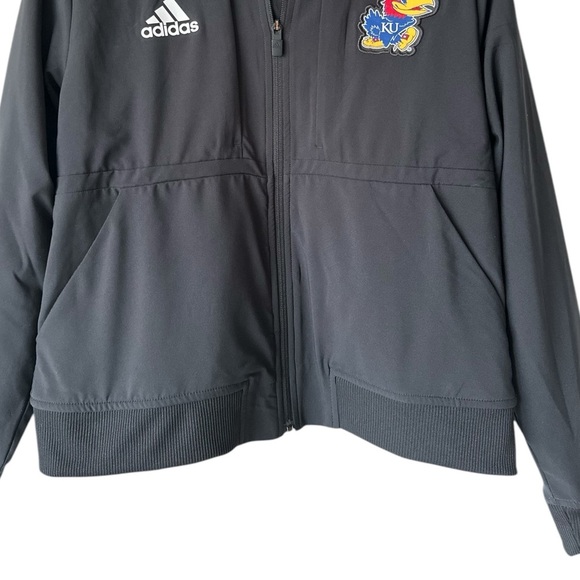 Women's Adidas Black Kansas Jayhawks Sideline Travel Woven Full-Zip Jacket - Picture 10 of 13